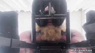 Muscular daddy bound and tickled till he gushed raw feet worship