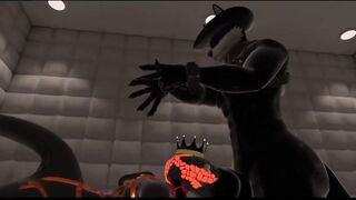 Latex drone snake gets destroyed by wolf pup in VRChat ERP
