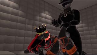 Latex drone snake gets destroyed by wolf pup in VRChat ERP