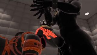 Latex drone snake gets destroyed by wolf pup in VRChat ERP
