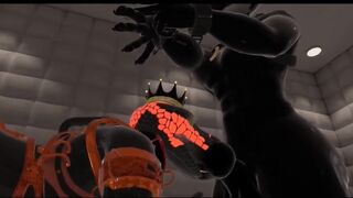 Latex drone snake gets destroyed by wolf pup in VRChat ERP