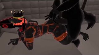 Latex drone snake gets destroyed by wolf pup in VRChat ERP