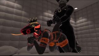 Latex drone snake gets destroyed by wolf pup in VRChat ERP