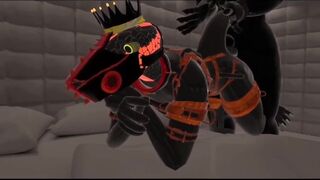 Latex drone snake gets destroyed by wolf pup in VRChat ERP