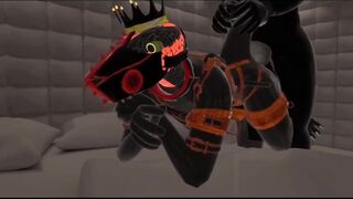 Latex drone snake gets destroyed by wolf pup in VRChat ERP