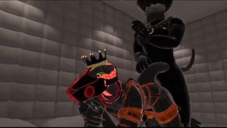 Latex drone snake gets destroyed by wolf pup in VRChat ERP