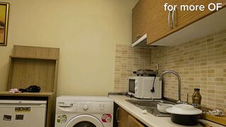 My husband destroyed my ass in kitchen with his huge cock