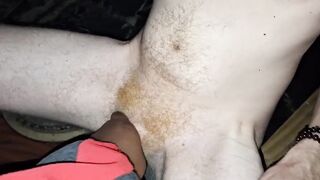 Busted jerking off naked hogging thick cum in public POV