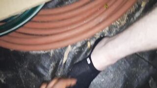 Busted jerking off naked hogging thick cum in public POV