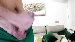 Athletic guy destroys his huge cock with messy cumshot solo session