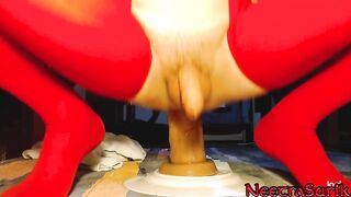 Let your inner slut flow through you while riding a big dildo