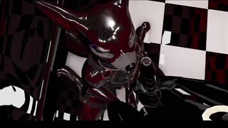 Latex cobra fucks his toy raw gay VRChat furry femboy