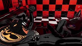 Latex cobra fucks his toy raw gay VRChat furry femboy