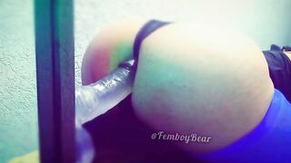 Cute femboy teases then gets destroyed by thick dildo in anal