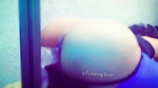 Cute femboy teases then gets destroyed by thick dildo in anal