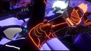 Synth cock sleeve takes cyberwolf dick raw furry blowjob