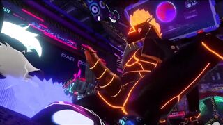 Synth cock sleeve takes cyberwolf dick raw furry blowjob