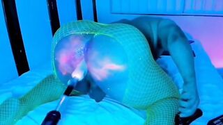 Big ass latino femboy destroyed anal cumshot listening to electronics