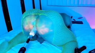 Big ass latino femboy destroyed anal cumshot listening to electronics