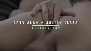 Unexpected visitor fucks tight boy hole while hung little Julian Isaza rides raw