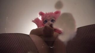 Sissy Cheerleader Gets Destroyed Cum Drenched in Pink Fishnet