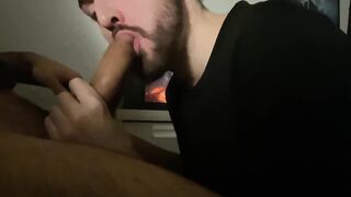 Twink blasts hot cumshot deep down throat massive blowjob