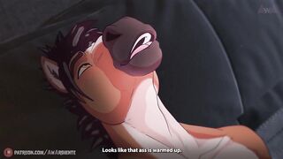 Horny Masked Horse Gags on Pulsing Cock in Rough Furry Threesome