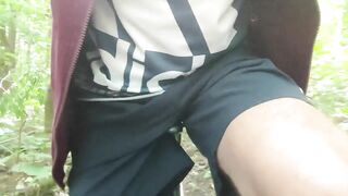 Daddy Bike Wank Big Shaved Cock Gushes Cum Dripping Woods