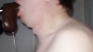 Pale Solo Guy Choked Gushing On Big Black Dildo Sloppy Destroy