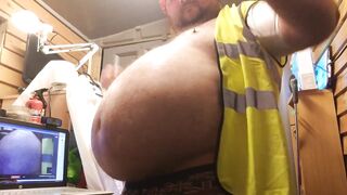 Builder Bear Bloats Gut Till Burp Cum Gushes Wild