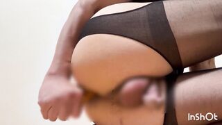 Pantyhose Femboy Ass Ripped Open Dildo Milks Gushing Cum Explosion