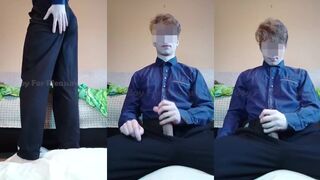 Teen Studs Fat Cock Erupts Gushing Cum On Blue Shirt