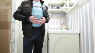 Leather Daddy Walks Home Jacks Big Shaved Cock Mega Cum Gush