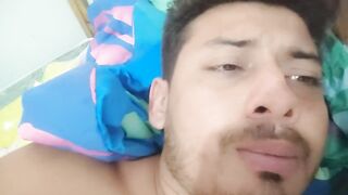 Straight Latino Jerking Uncut Cock Explodes Horse Cum Gush