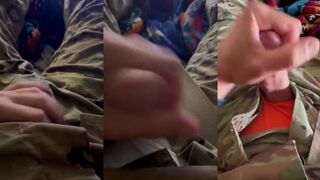 Horny Soldier Jerks BWC in OCP Camo Tighty Whities Cum Explosion
