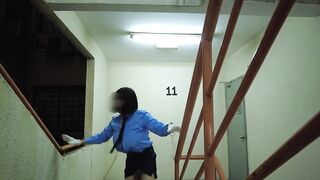 Sissy Cop Gushes Cum Chokes Dildo In Corridor