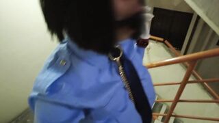 Sissy Cop Gushes Cum Chokes Dildo In Corridor