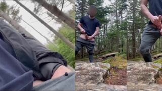 Pants Down Hiking Trail Uncut Cock Huge Cum Gush Exposed
