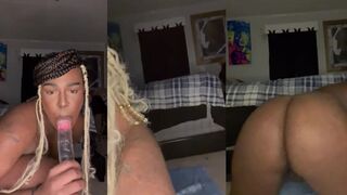 Black Femboy Ass Gaping Cream Dripping After Dildo Destruction