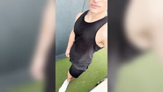 Sweaty Muscle Shorts Bulge Erupts Cum Flood Destroyed