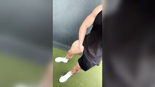 Sweaty Muscle Shorts Bulge Erupts Cum Flood Destroyed