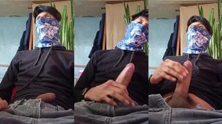 Masked Big Black Dick Beast Jerks Gushing Cum Explosion On Self