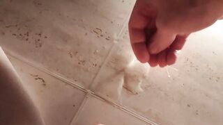 Huge cumshot using my precum squirt as lube