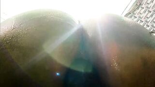 Terrace anal milk enema while gay femboy gets fucked raw outside