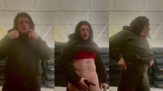 Secret femboy transformation tease and denial big cock dripping under work clothes