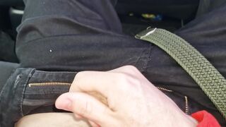 Taxi twink pumped out for public cum shot after getting caught jerking off in car