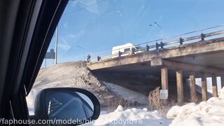 Femboy twink takes abusive highway fucking without condoms from big daddy