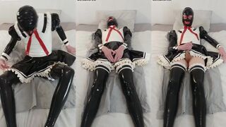 Latex maid uniform ruined by thick cum gushes