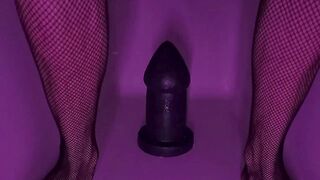 Amateur solo femboy takes XXL plug dildo in tight gay ass raw cumshot