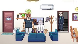 Massage toy screams gay furry cumshot while doggo watches